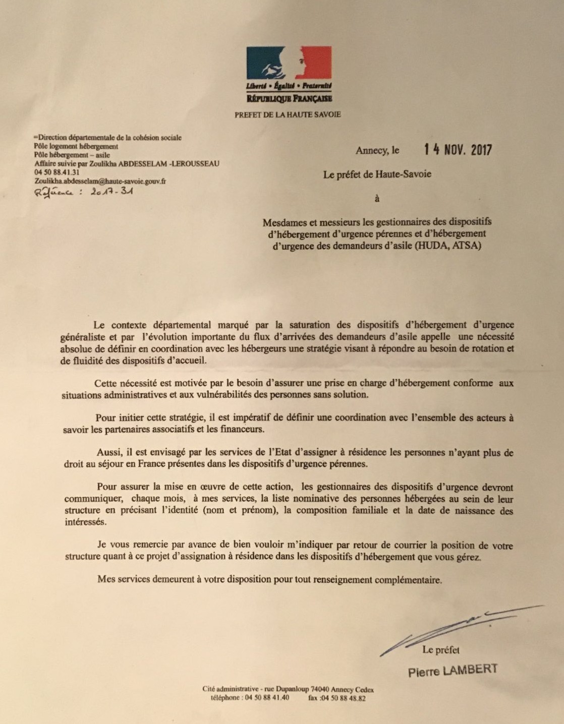 comment ecrire une lettre au prefet