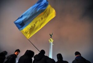 Drapeu ukrainien a Kiev