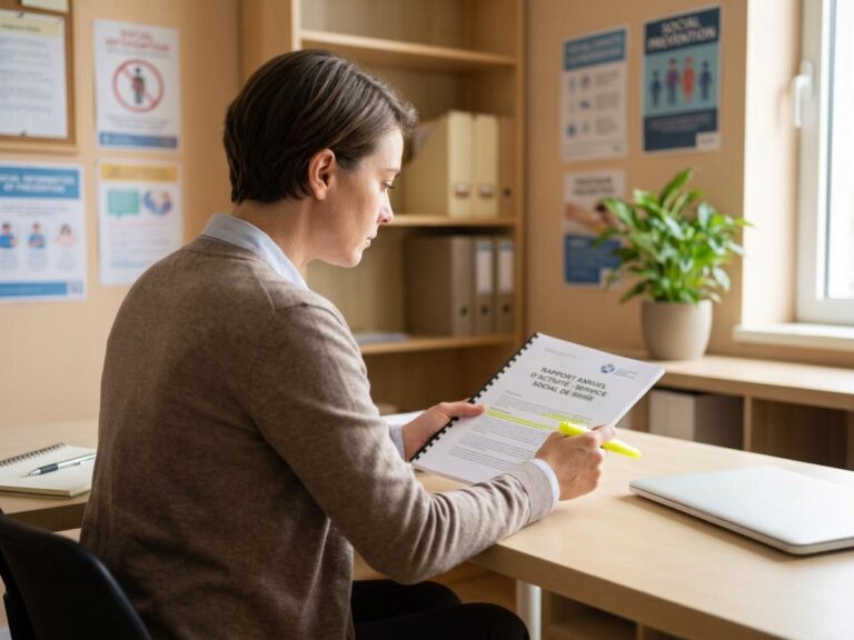 travailleur social qui surligne des donnees